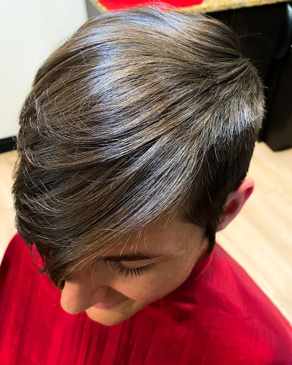 Smooth side swept short hairstyle from the studio portfolio